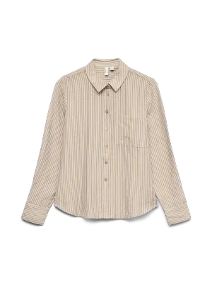 VMIMARA L/S SHIRT WVN BTQ Birch-SILVER MINK W SILVER STU