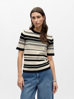 OBJESTER S/S NEW KNIT PULLOVER NOOS Black-Mixed sizes sandshell