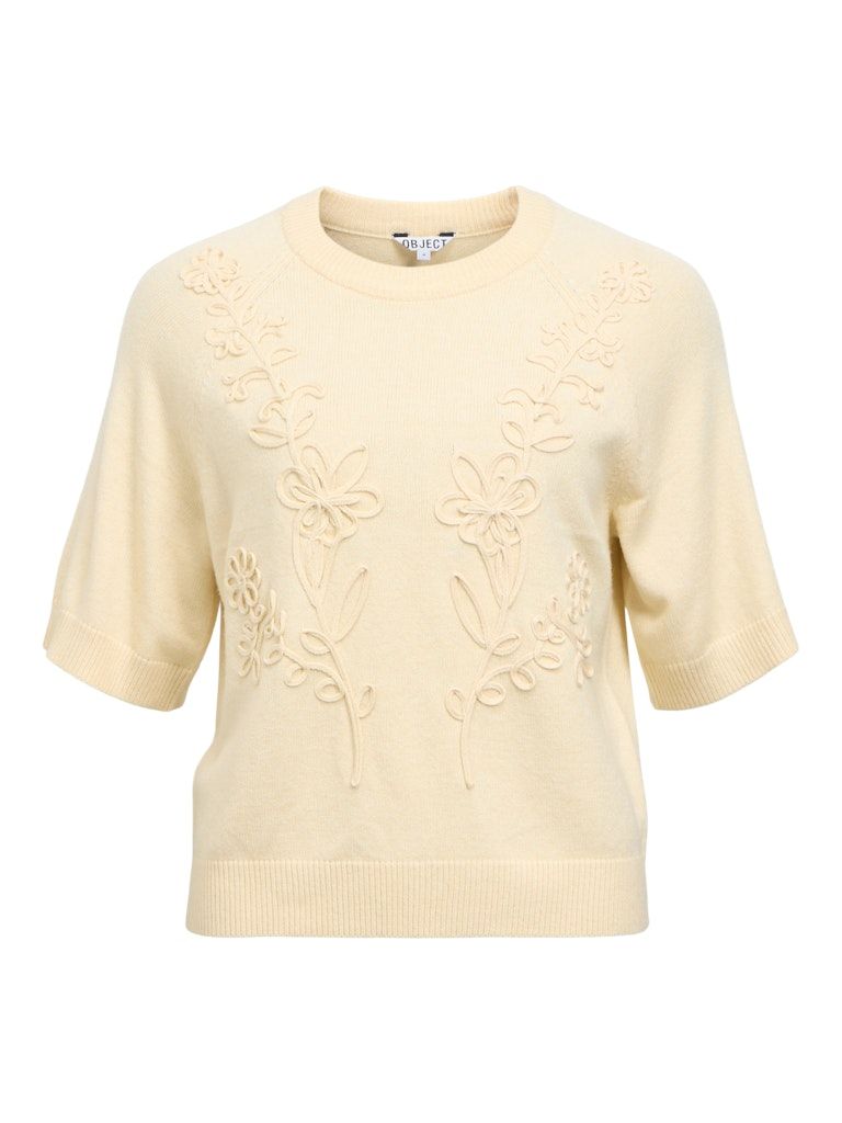 OBJLANEY RUBIN SS PULLOVER NOOS Sandshell/Floral emb