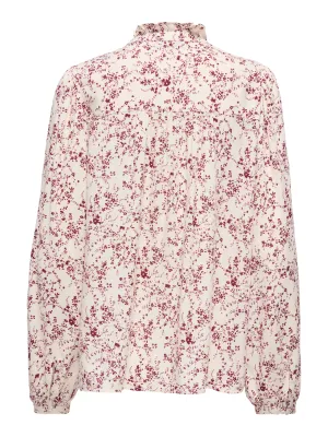 ONLRAYA L/S SHIRT WVN Egret/ZINFANDEL FLOW