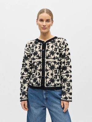 OBJCARI L/S RE CARDIGAN 143 Birch/Black