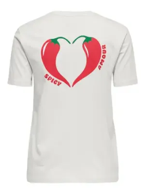 ONLWINDY S/S TEE CS PRI JRS Cloud Dancer-Spicy amour