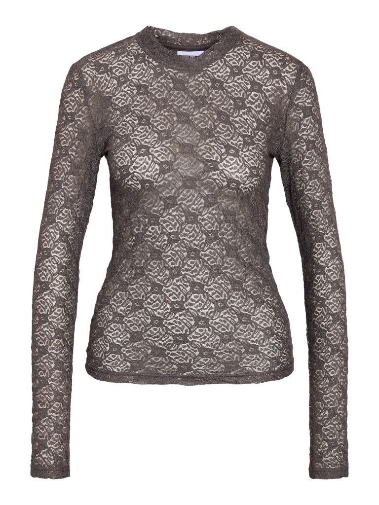 NMJUDITH L/S LACE TOP NOOS Charcoal Gray