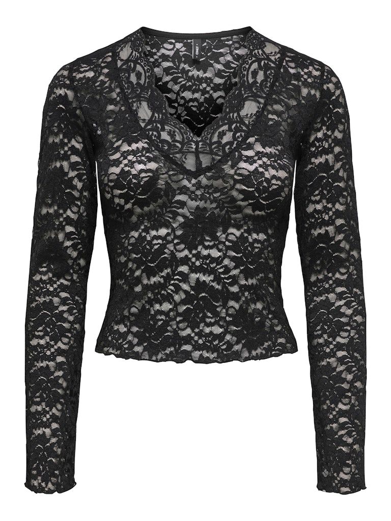ONLNIKKA L/S LACE TOP JRS NOOS Black