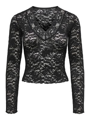 ONLNIKKA L/S LACE TOP JRS NOOS Black