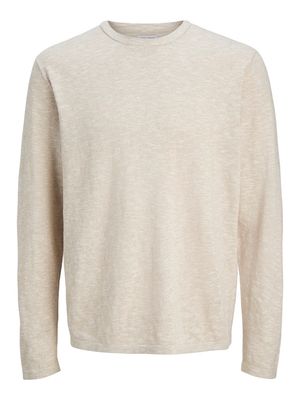 JJESUMMER KNIT CREW NECK SN String/w. White