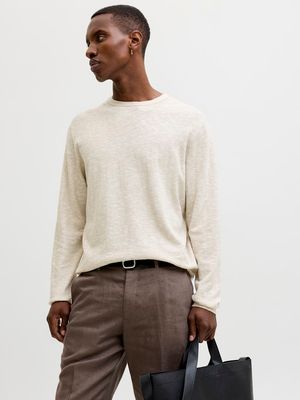 JJESUMMER KNIT CREW NECK SN String/w. White