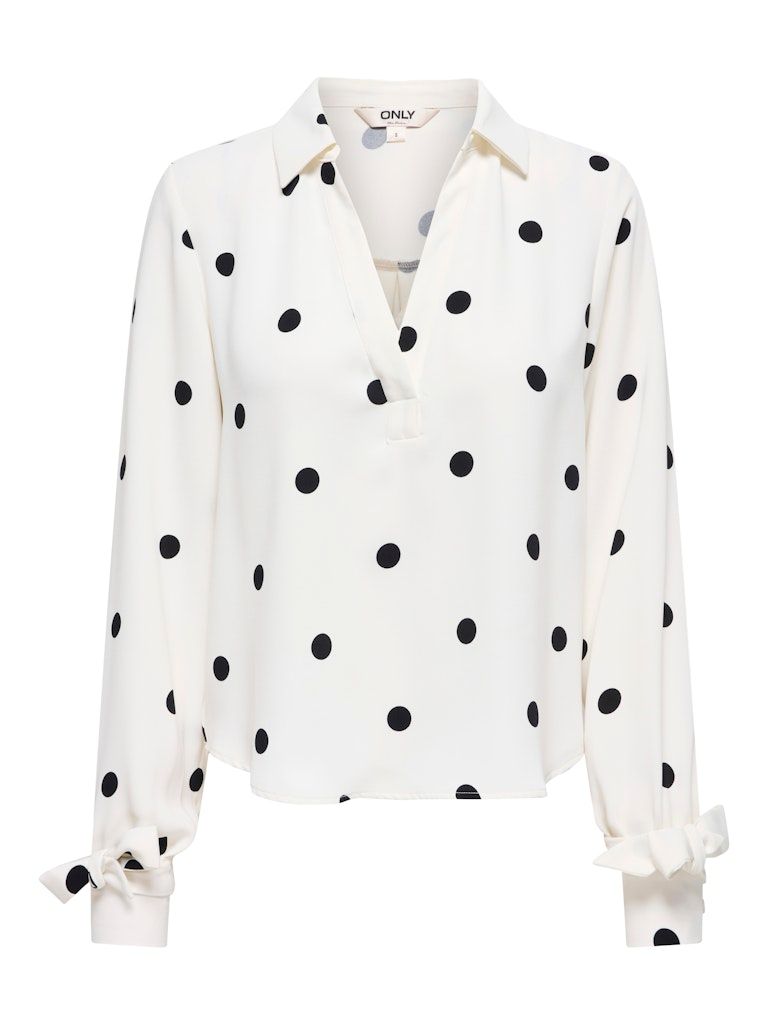 ONLBELEM L/S BOW TOP WVN SUD Cloud Dancer-BLACK DOTS