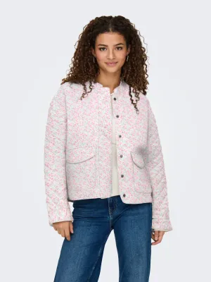 ONLHALLIE QUILTED JACKET OTW NOOS Cloud Dancer-PINK DITSY