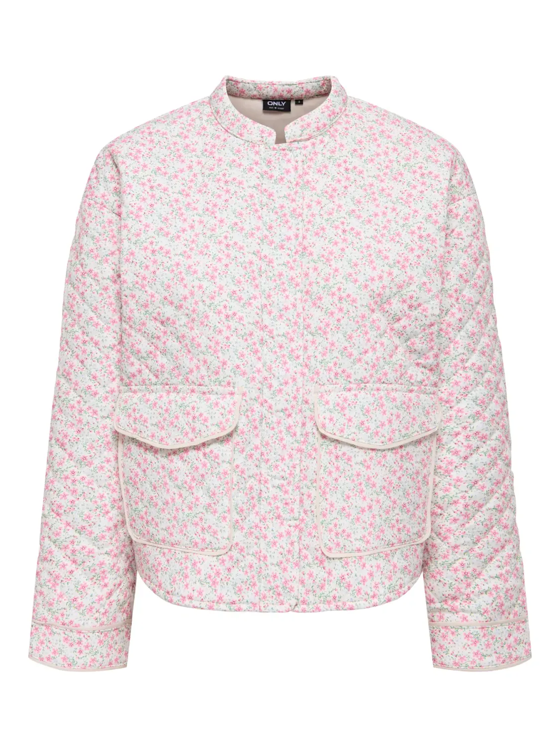 ONLHALLIE QUILTED JACKET OTW NOOS Cloud Dancer-PINK DITSY