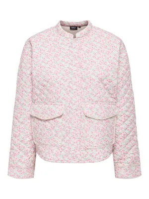 ONLHALLIE QUILTED JACKET OTW NOOS Cloud Dancer-PINK DITSY
