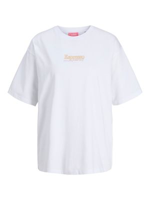 JXLATTE SS LOOSE TEE JRS Bright White-ESPRESSO