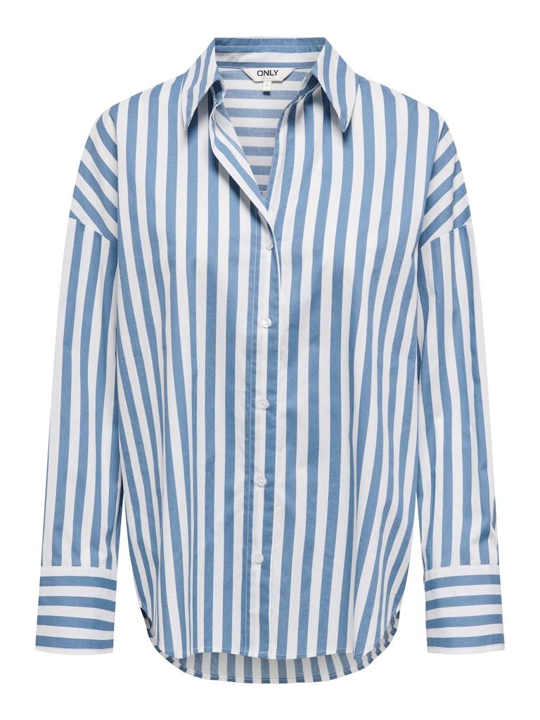 ONLOREGON ALVA LS REG SHIRT NOOS WVN Serenity/BRIGHT WHIT