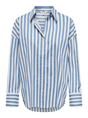 ONLOREGON ALVA LS REG SHIRT NOOS WVN Serenity/BRIGHT WHIT