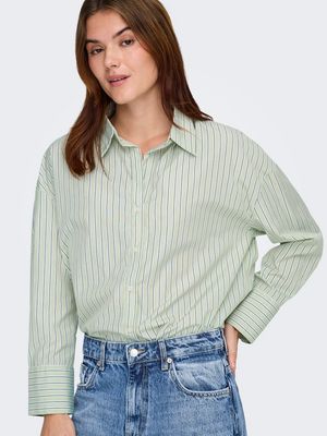 ONLOREGON ALVA LS REG SHIRT NOOS WVN Celadon Green/DOUGLA
