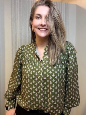 PCASHLEY LS SHIRT WVN D2D Sphagnum/FLOWER