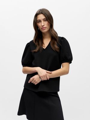 OBJANDREA S/S RE V-NECK TOP NOOS Black