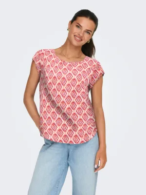 ONLVIC S/S AOP TOP NOOS WVN Equestrian Red/WARM