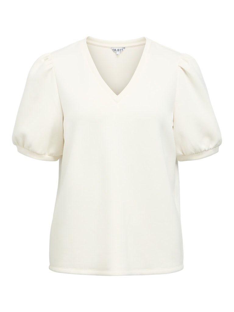 OBJANDREA S/S RE V-NECK TOP NOOS White Sand