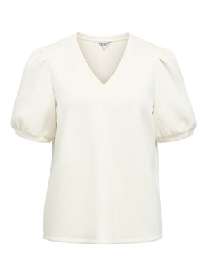 OBJANDREA S/S RE V-NECK TOP NOOS White Sand