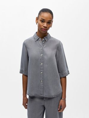 OBJFRAME 2/4 RE DENIM TOP NOOS Light Grey Denim