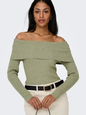 ONLKATIA LS OFF SHOULDER KNT NOOS Sphagnum/Melange