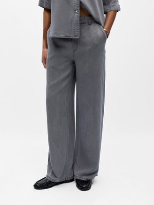 OBJFRAME LISA WIDE MW PANT NOOS Light Grey Denim