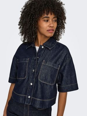 ONLCLEO LIFE SS CROP DNM SHIRT PIM NOOS Dark Blue Denim/RINS