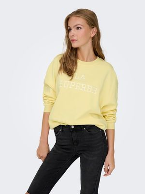 JDYMESA L/S O-NECK EMB SWEAT JRS NOOS Double Cream/LA SUPE