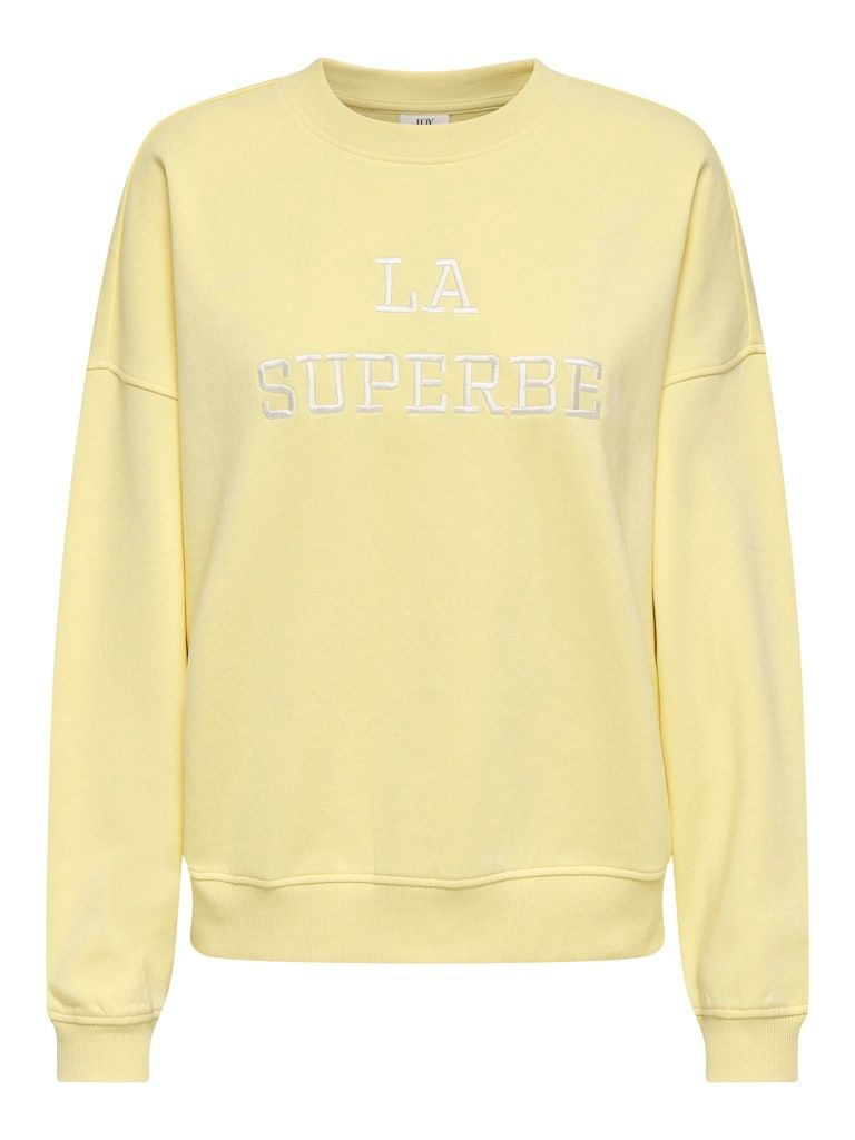 JDYMESA L/S O-NECK EMB SWEAT JRS NOOS Double Cream/LA SUPE