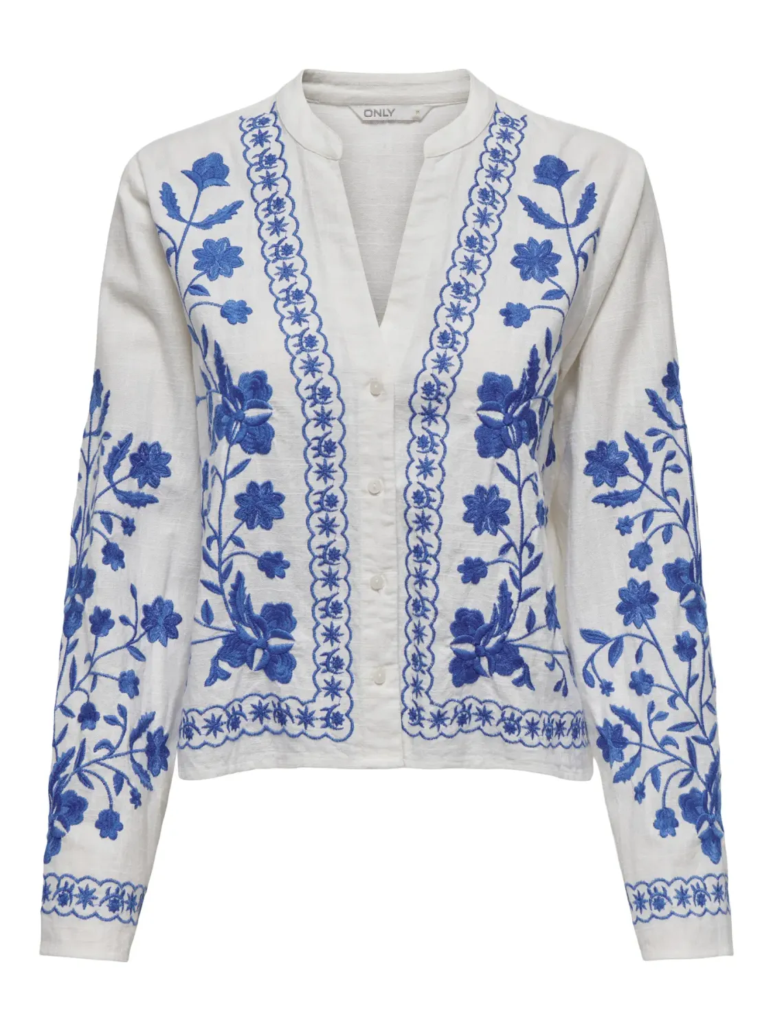 PGSUSAN L/S OVERSHIRT WVN Cloud Dancer-BLUE EMBROIDERY