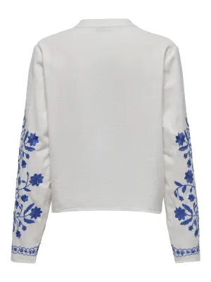 PGSUSAN L/S OVERSHIRT WVN Cloud Dancer-BLUE EMBROIDERY