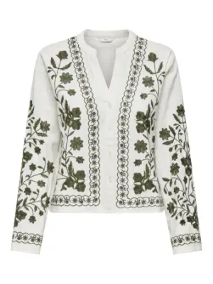 PGSUSAN L/S OVERSHIRT WVN Cloud Dancer-GRAPE LEAF EMBRO