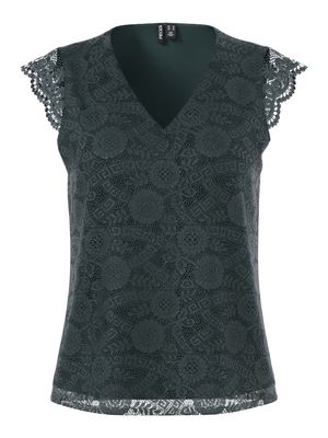PCOLLINE SL LACE V-NECK TOP WVN NOOS Darkest Spruce