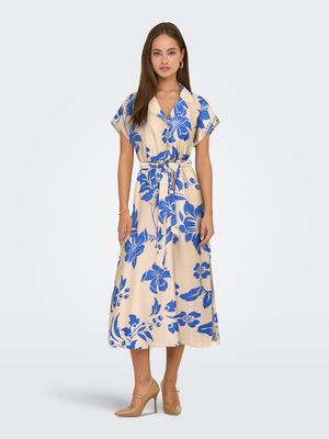 JDYTROYA LIFE S/S MIDI DRESS WVN DIA  Creme/35-01-26 DAZZL