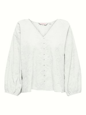 ONLZION 3/4 V-NECK EMB TOP WVN Cloud Dancer