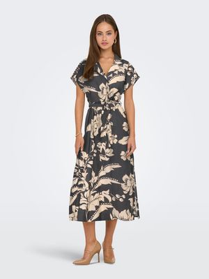 JDYTROYA LIFE S/S MIDI DRESS WVN DIA  Phantom/33-01-26 CRE