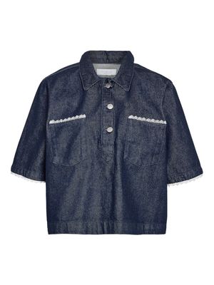NMINDIE 2/4 DENIM LACE SHIRT F0098DB Dark Blue Denim