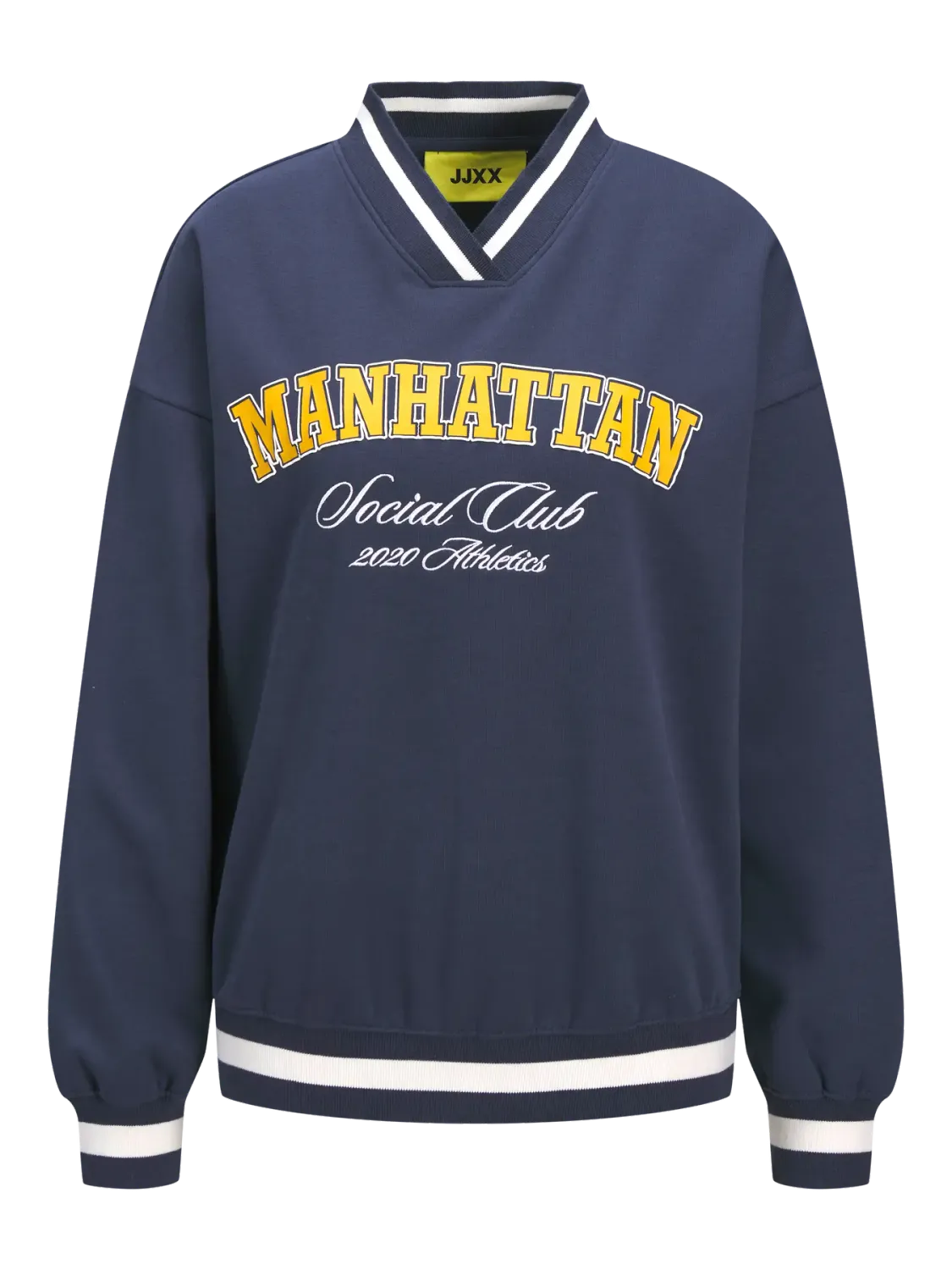 JXCALLIE LS VNECK PRINT CREW SWT Naval Academy/Vanill