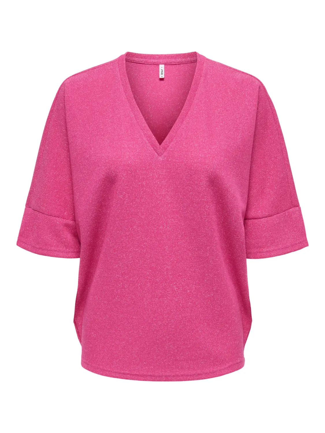 ONLIVY S/S GLITTER V-NECK TOP CS JRS Pink Yarrow/Silver g
