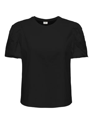JDYUMA LIFE S/S LACE DETAIL TOP JRS Black