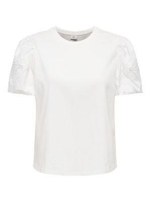 JDYUMA LIFE S/S LACE DETAIL TOP JRS Cloud Dancer