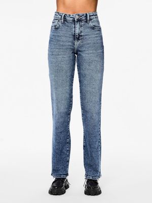 PCKELLY HW STRAIGHT JEANS MB402 NOOS BC Medium Blue Denim