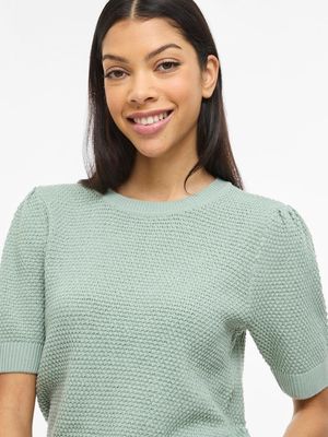 VIDALO O-NECK S/S KNIT TOP - NOOS Blue Surf