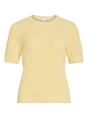 VIDALO O-NECK S/S KNIT TOP - NOOS Pastel Yellow