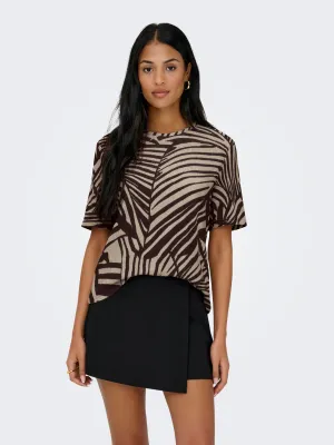 JDYDEBBIE S/S TOP JRS Sandshell/CHOCOLATE