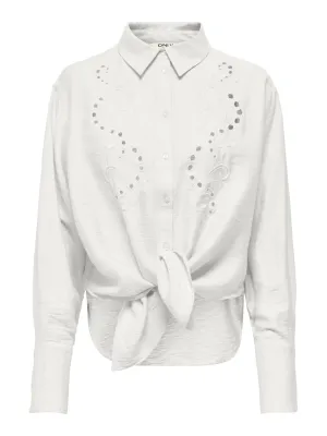 ONLBIRONA LINO L/S TIE SHIRT WVN SUD Cloud Dancer