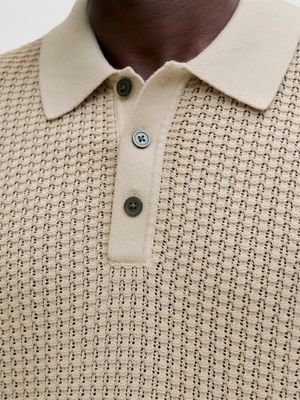 JPRBLUKINGSLEY KNIT POLO SS LN Whitecap Gray/Twist