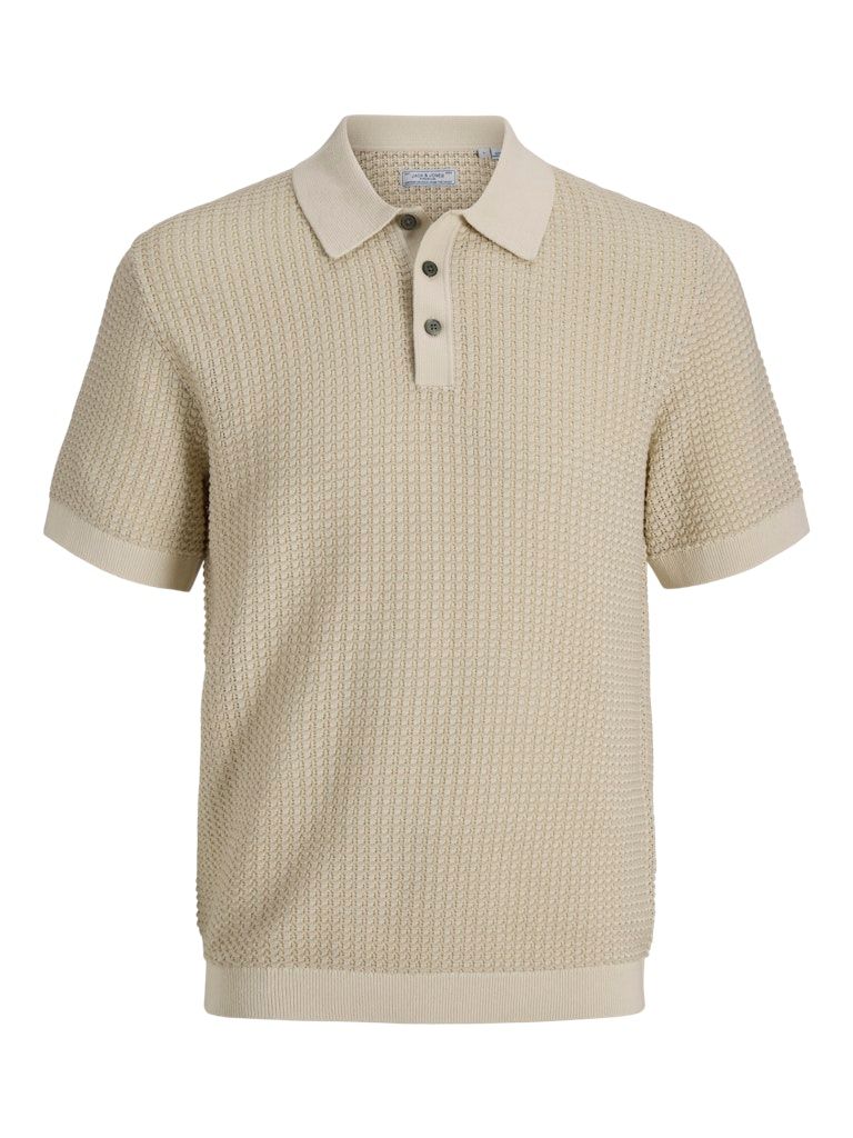 JPRBLUKINGSLEY KNIT POLO SS LN Whitecap Gray/Twist