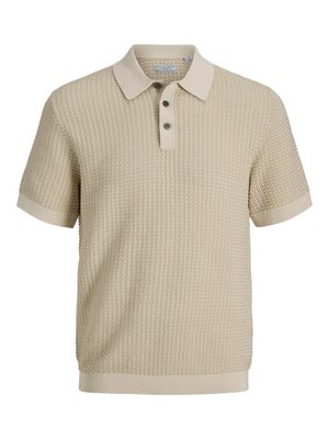 JPRBLUKINGSLEY KNIT POLO SS LN Whitecap Gray/Twist
